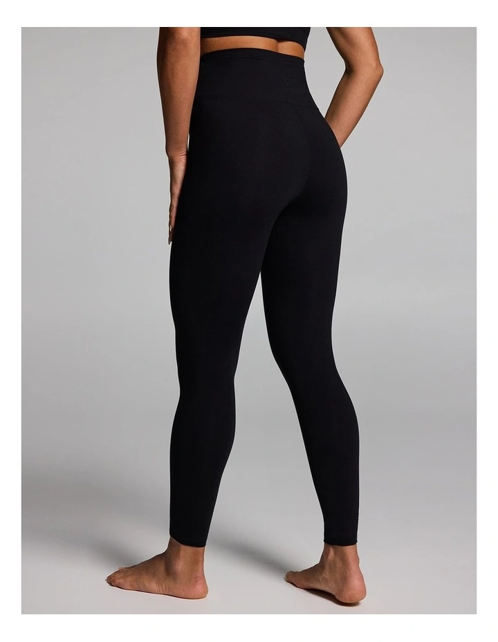 Double Waistband Full Length Tights in Black image 2