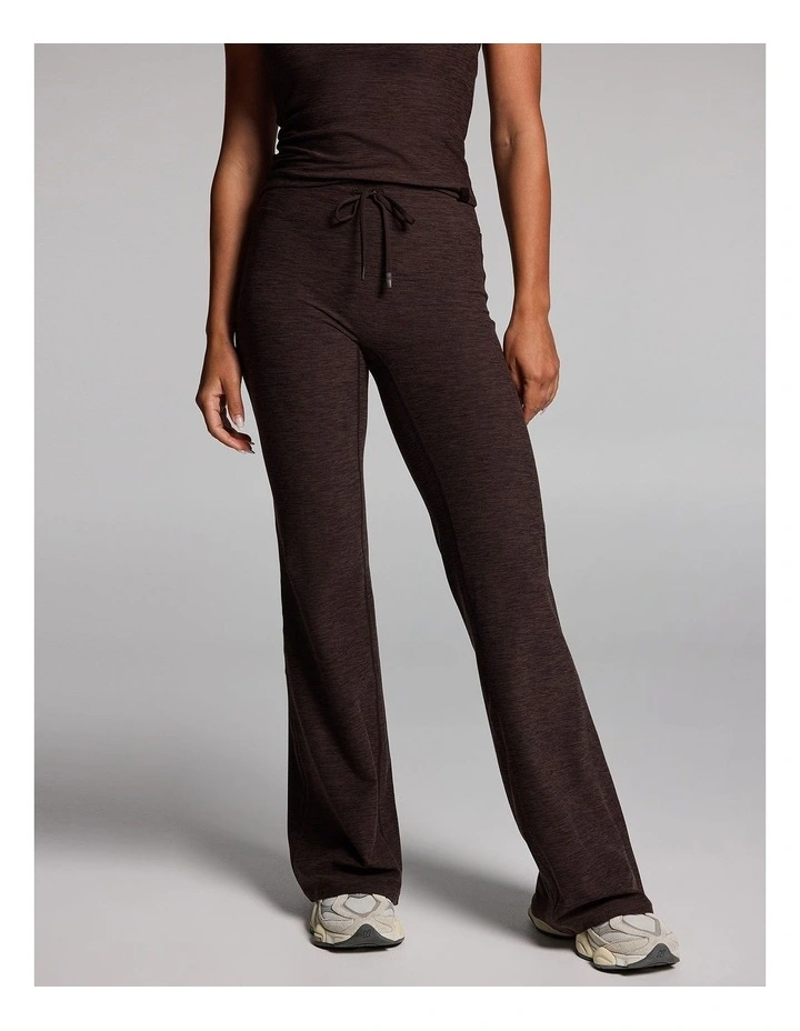 Balance Tie Front Yoga Flared Pants in Cocoa Marle image 1