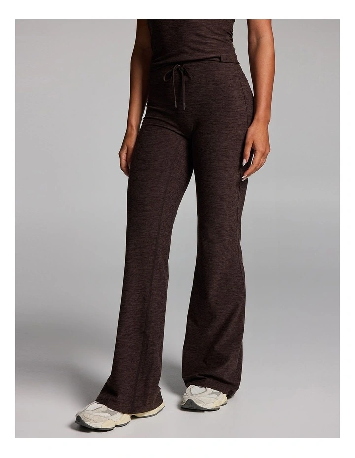 Balance Tie Front Yoga Flared Pants in Cocoa Marle image 3