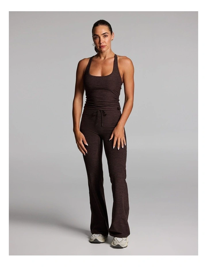 Balance Tie Front Yoga Flared Pants in Cocoa Marle image 5