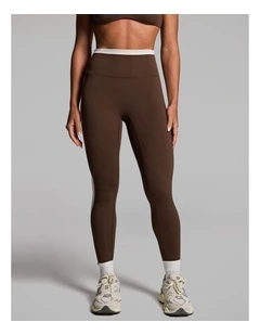 Blocked Full Length Tights in Walnut