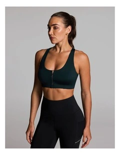 Energise Zip Medium Impact Sports Bra in Forest