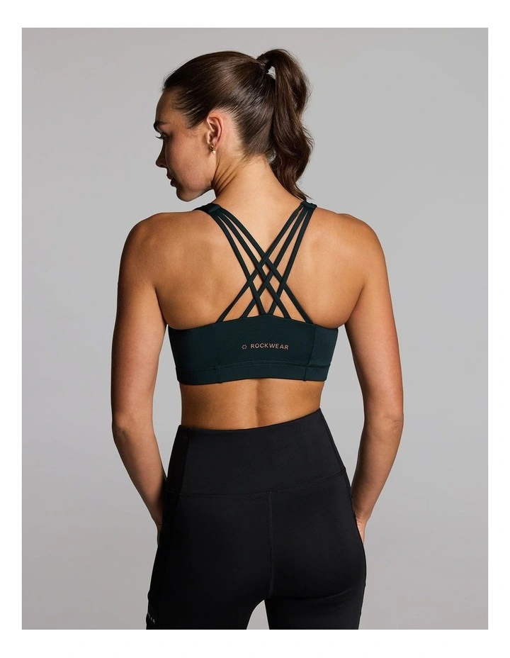 Energise Zip Medium Impact Sports Bra in Forest image 2
