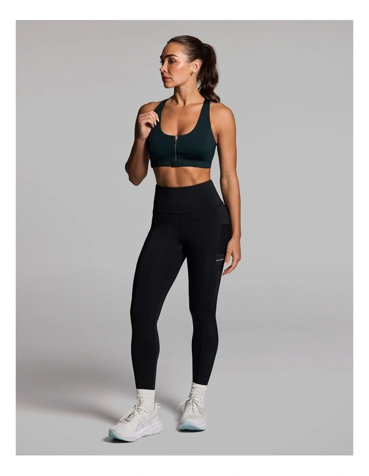 Energise Zip Medium Impact Sports Bra in Forest image 5