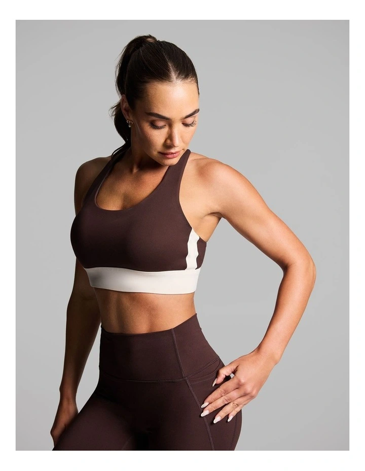 Euphoria Adjustable High Impact Sports Bra in Cocoa/Alabaster image 3