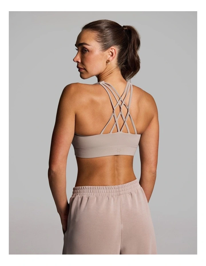 Medium Impact Strappy Sports Bra Latte image 2