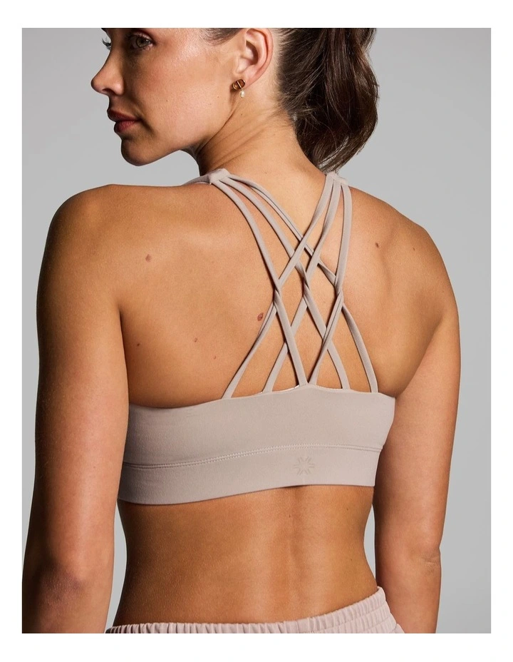 Medium Impact Strappy Sports Bra Latte image 4