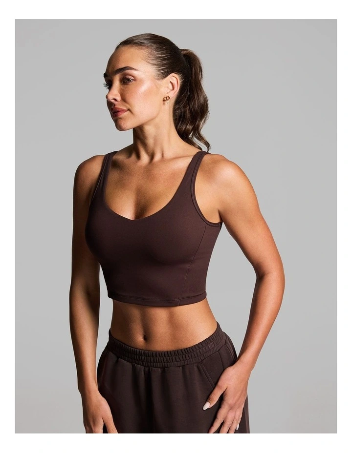 Base One Longline Low Impact Sports Bra in Cocoa image 3