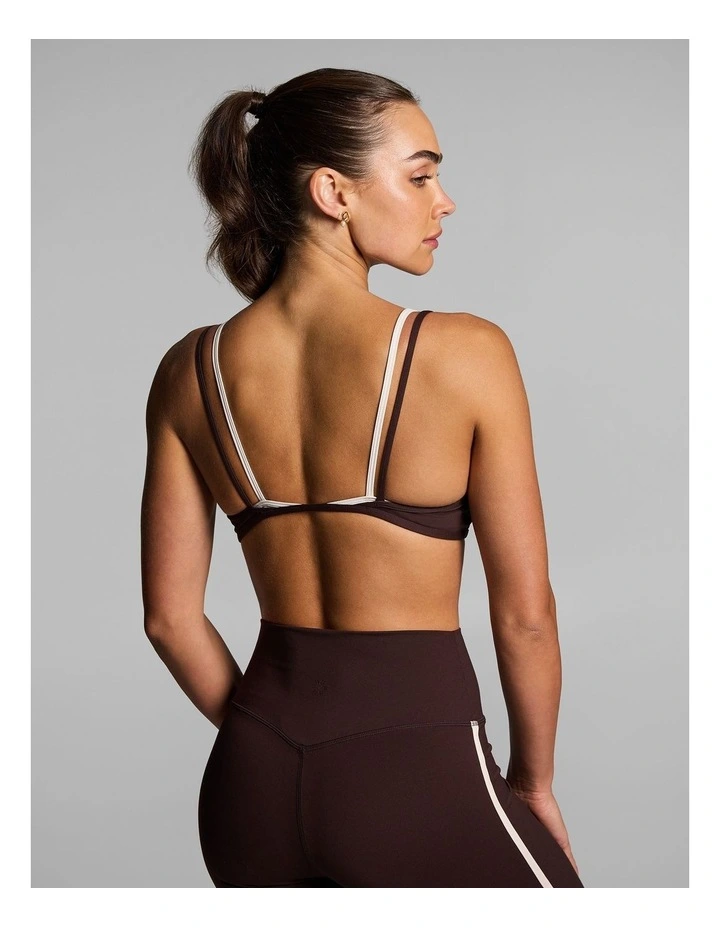 Double Up Low Impact Sports Bra in Cocoa/Alabaster image 2