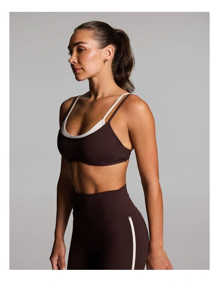 Double Up Low Impact Sports Bra in Cocoa/Alabaster image 3