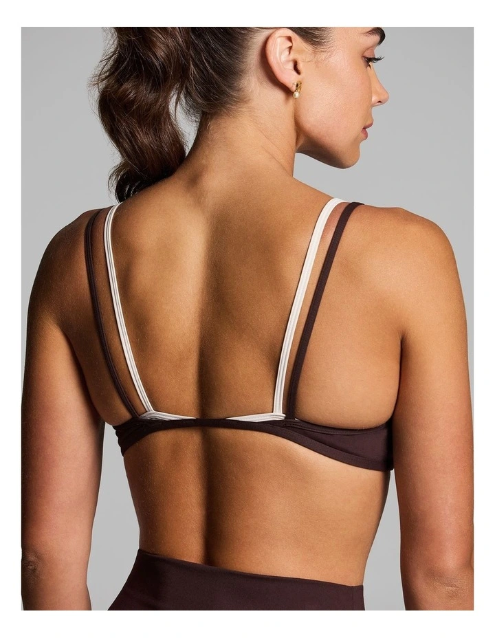 Double Up Low Impact Sports Bra in Cocoa/Alabaster image 4