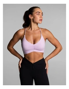 Luxesoft Rouched Low Impact Sports Bra in Sweet Violet