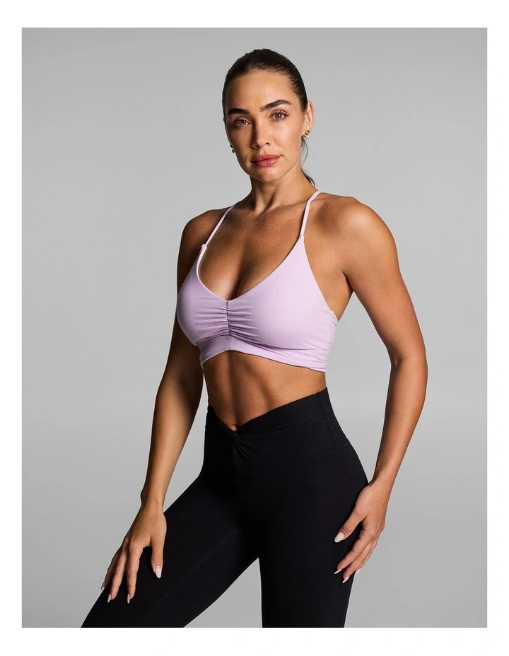 Luxesoft Rouched Low Impact Sports Bra in Sweet Violet image 3