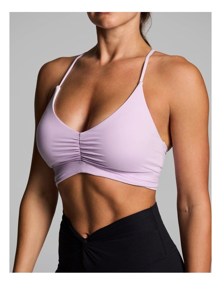 Luxesoft Rouched Low Impact Sports Bra in Sweet Violet image 4