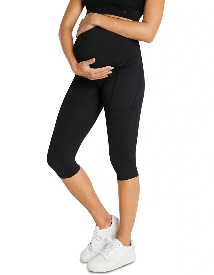 Maternity 3/4 Pocket Tights in Black image 2