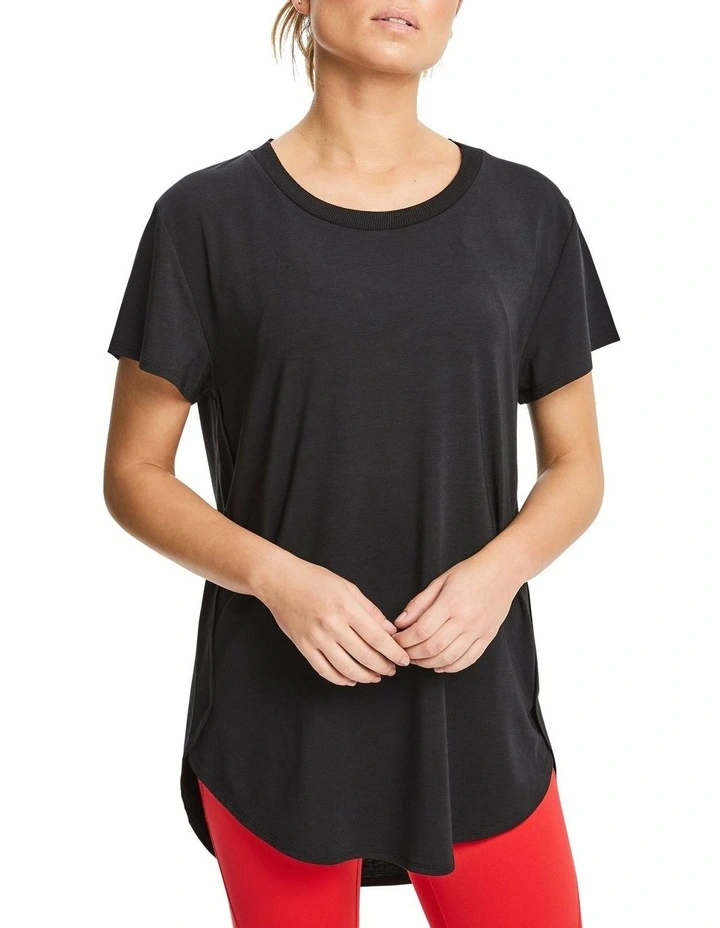 Long Line High Low Tee in Black image 1