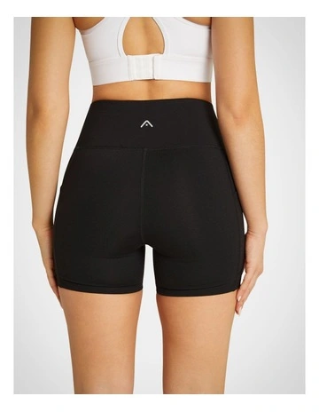 Elevate Mid Thigh Pocket Tight Shorts in Black
