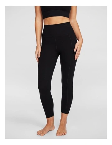 High Rise Pocket Ankle Grazer Tights in Black