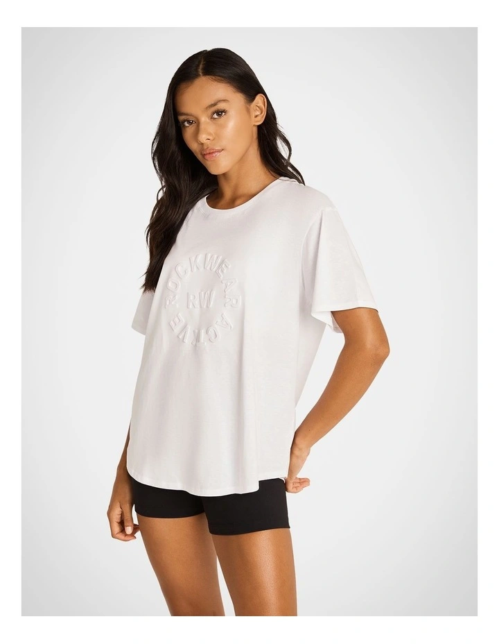 Embossed Boyfriend Tee in White image 3