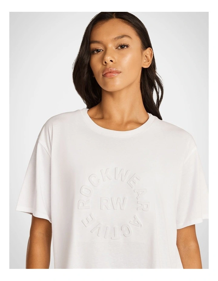 Embossed Boyfriend Tee in White image 4