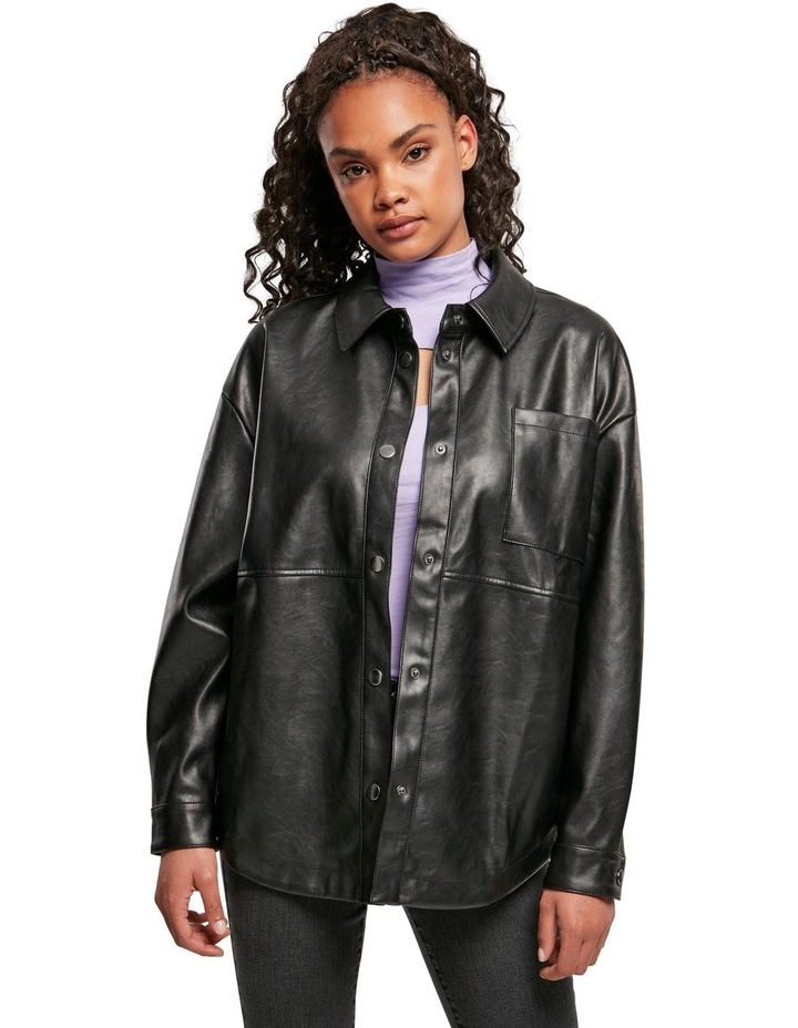 H&m faux leather shirt jacket clearance