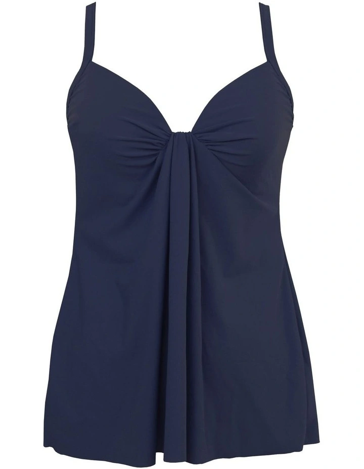 Rock Solid Marina Draped Underwire Tankini Top in Midnight image 4