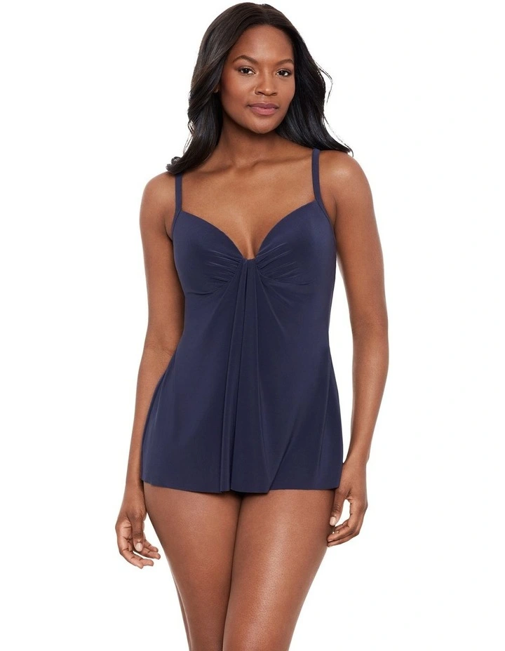 Rock Solid Marina Draped Underwire Tankini Top in Midnight image 4