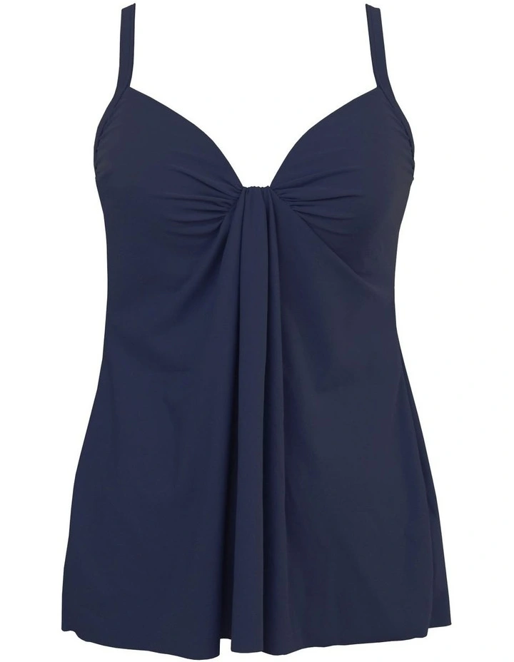 Rock Solid Marina Draped Underwire Tankini Top in Midnight image 5