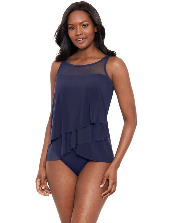 Illusionists Mirage Floaty Layered Tankini Top in Midnight image 4