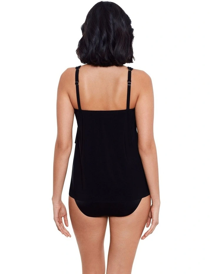 Illusionists Mirage Floaty Layered Tankini Top in Black image 2