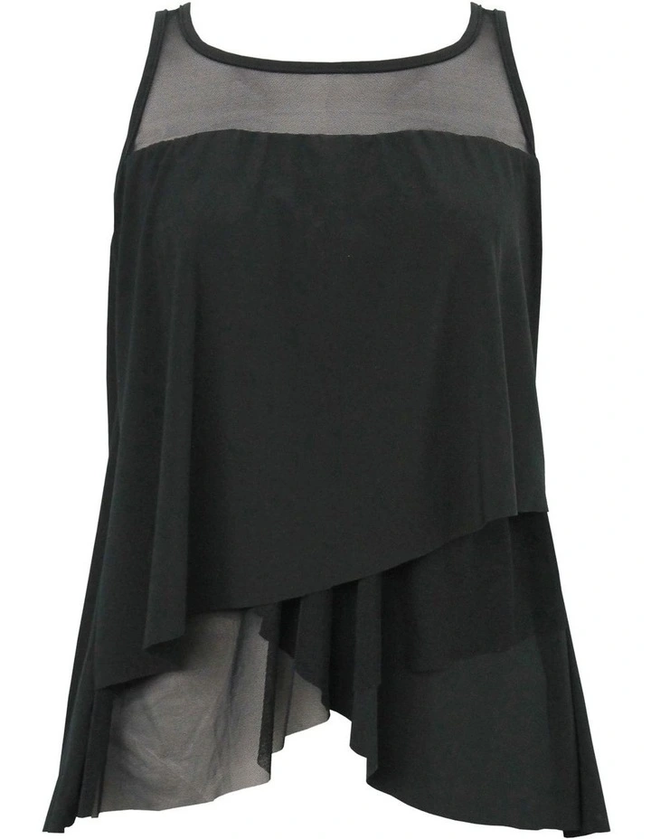 Illusionists Mirage Floaty Layered Tankini Top in Black image 5