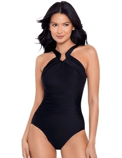 Rock Solid Aphrodite High Neck Shaping Swimsuit in Black