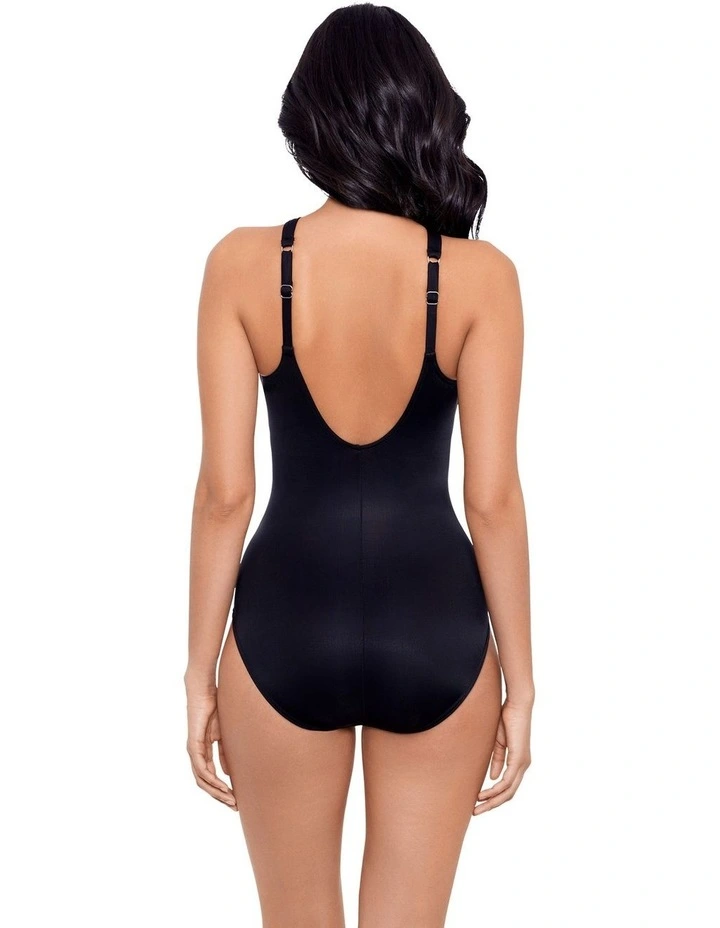 Rock Solid Aphrodite High Neck Shaping Swimsuit in Black image 2