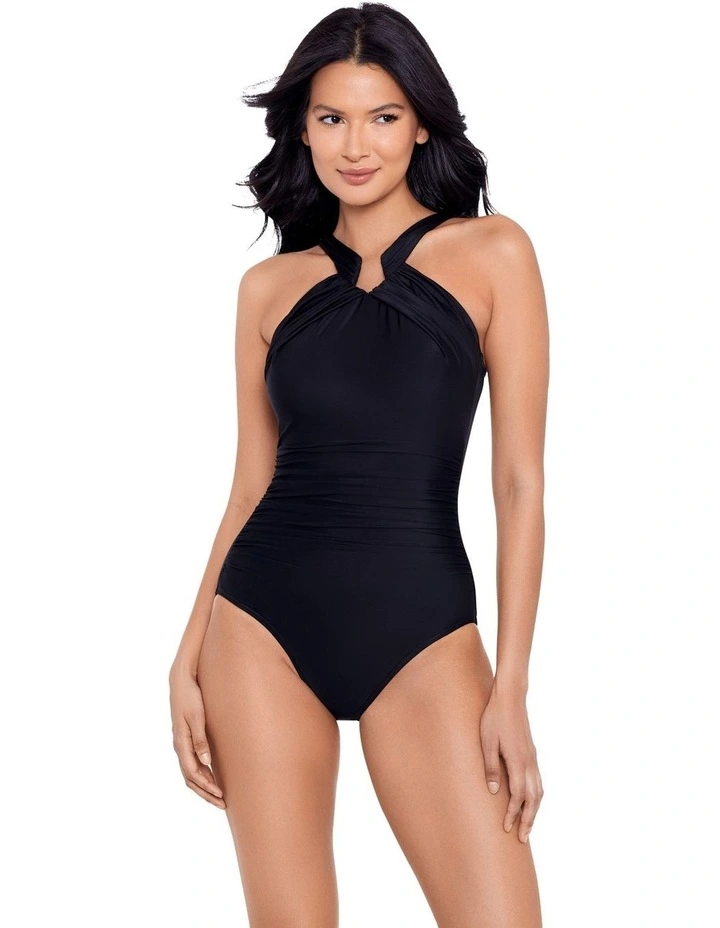 Rock Solid Aphrodite High Neck Shaping Swimsuit in Black image 4