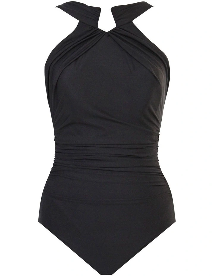Rock Solid Aphrodite High Neck Shaping Swimsuit in Black image 5