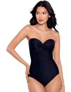 Rock Solid Madrid Strapless Shaping Swimsuit in Black