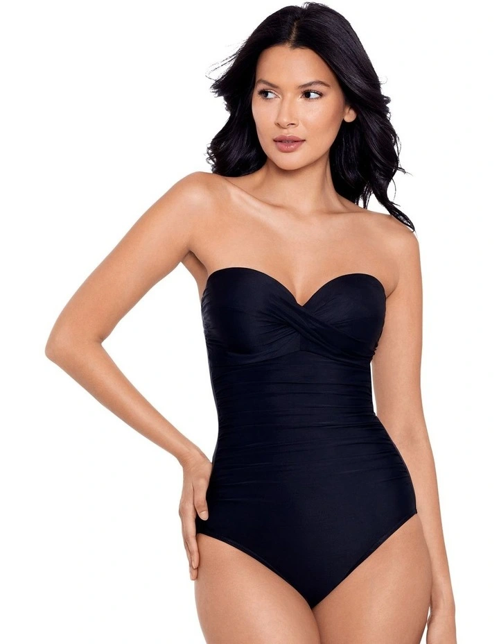 Rock Solid Madrid Strapless Shaping Swimsuit in Black image 1