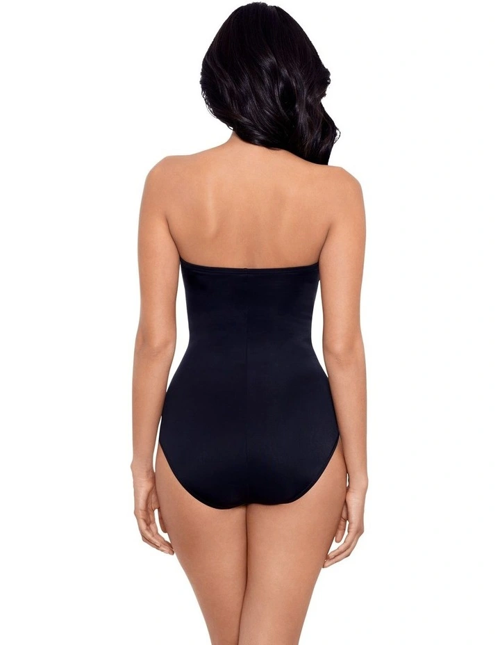Rock Solid Madrid Strapless Shaping Swimsuit in Black image 2