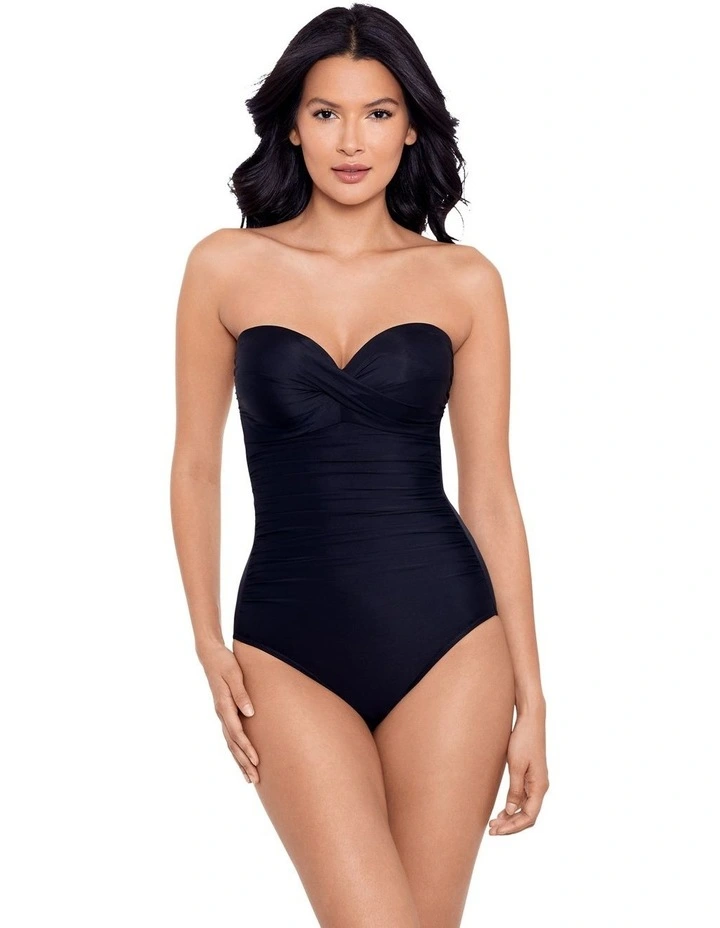 Rock Solid Madrid Strapless Shaping Swimsuit in Black image 4