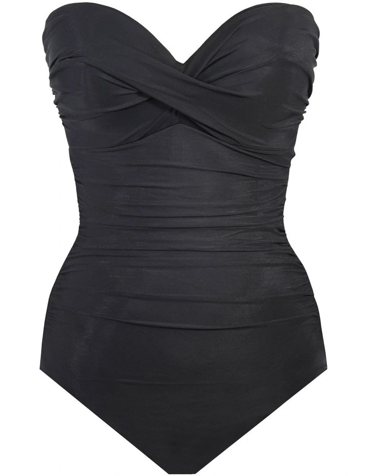 Rock Solid Madrid Strapless Shaping Swimsuit in Black image 5