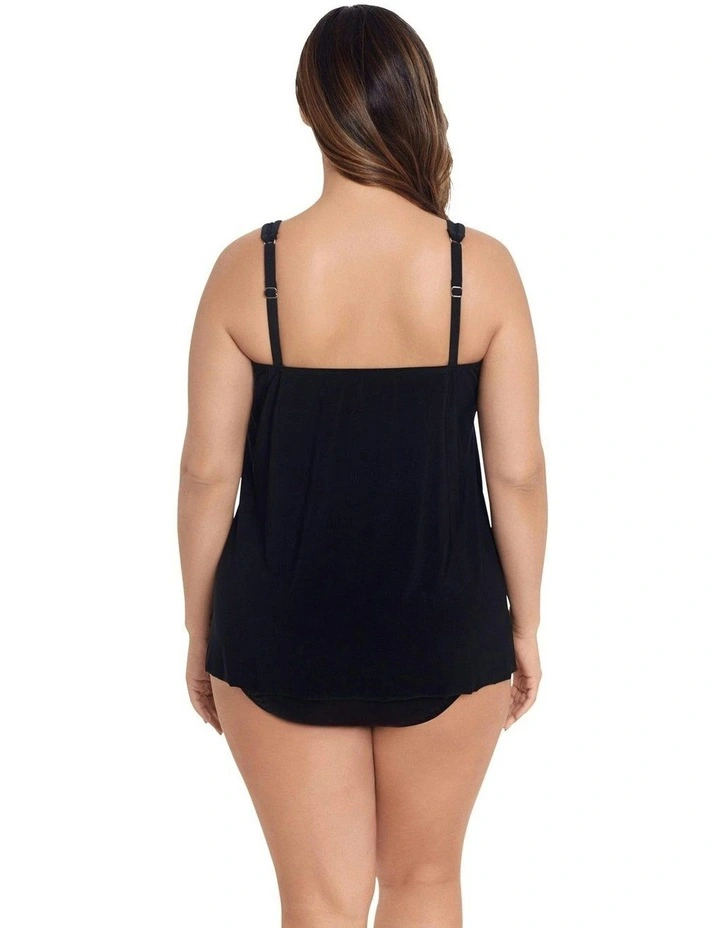 Illusionists Mirage Floaty Layered Tankini Top Plus in Black image 2