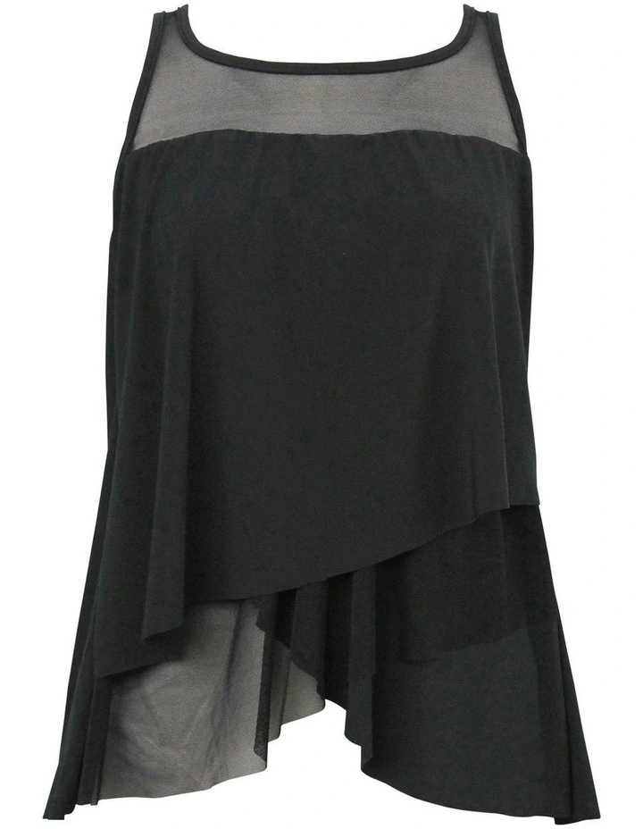 Illusionists Mirage Floaty Layered Tankini Top Plus in Black image 5