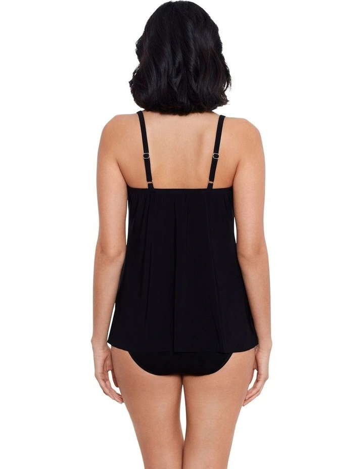 Rock Solid Marina Draped Underwire Tankini Top in Black image 2