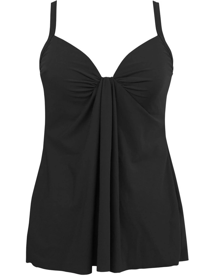 Rock Solid Marina Draped Underwire Tankini Top in Black image 5