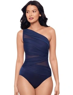 Network Jena One Shoulder Shaping Swimsuit in Midnight