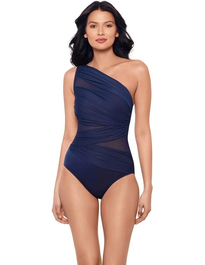 Network Jena One Shoulder Shaping Swimsuit in Midnight image 4