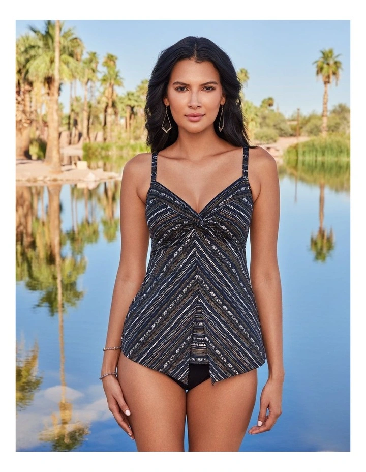 Cypher Love Knot Slimming Underwired Tankini Top in Black image 3