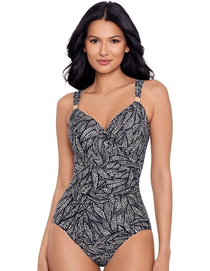Shore Leave Siren Crossover Shaping Swimsuit in Black/White image 1