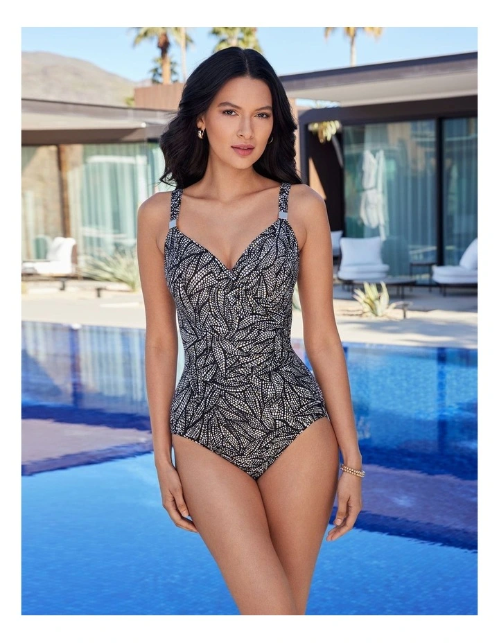 Shore Leave Siren Crossover Shaping Swimsuit in Black/White image 3