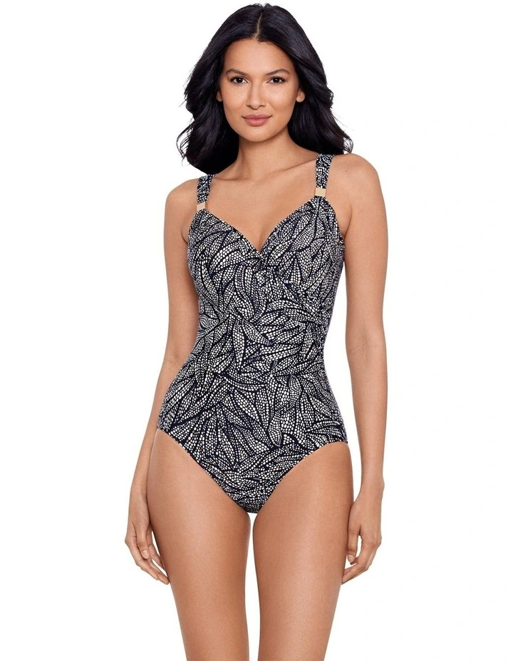 Shore Leave Siren Crossover Shaping Swimsuit in Black/White image 4